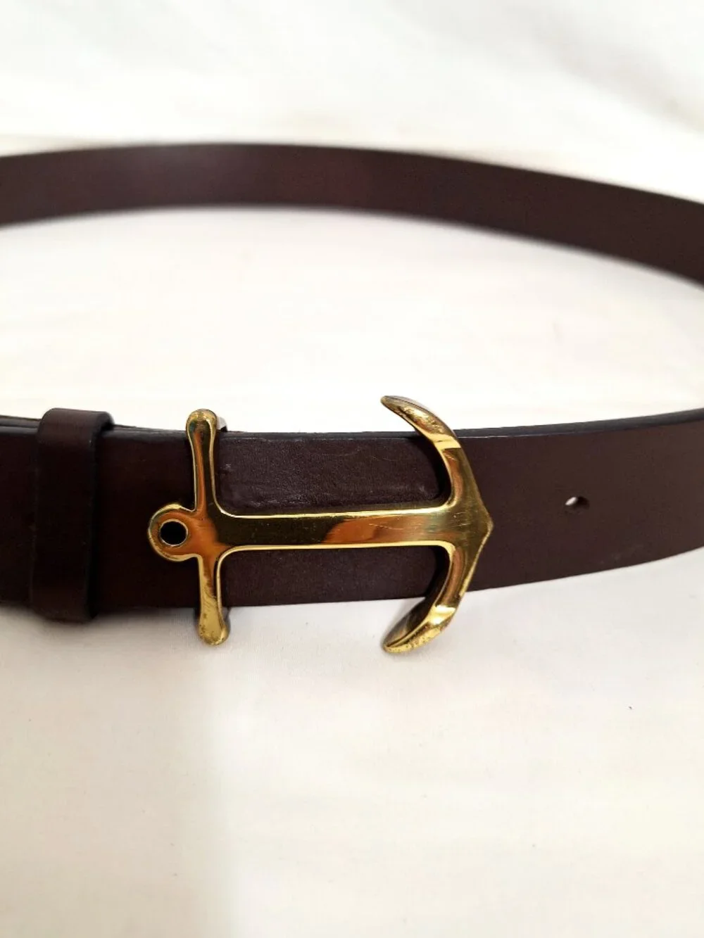 Vineyard Vines USA Leather Belt 42 Brown Anchor Buckle